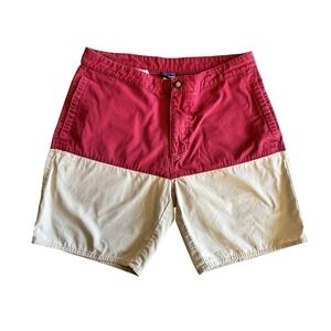 Patagonia Shorts Mens 32 Red Tan Organic Cotton Chino Casual Canvas Summer